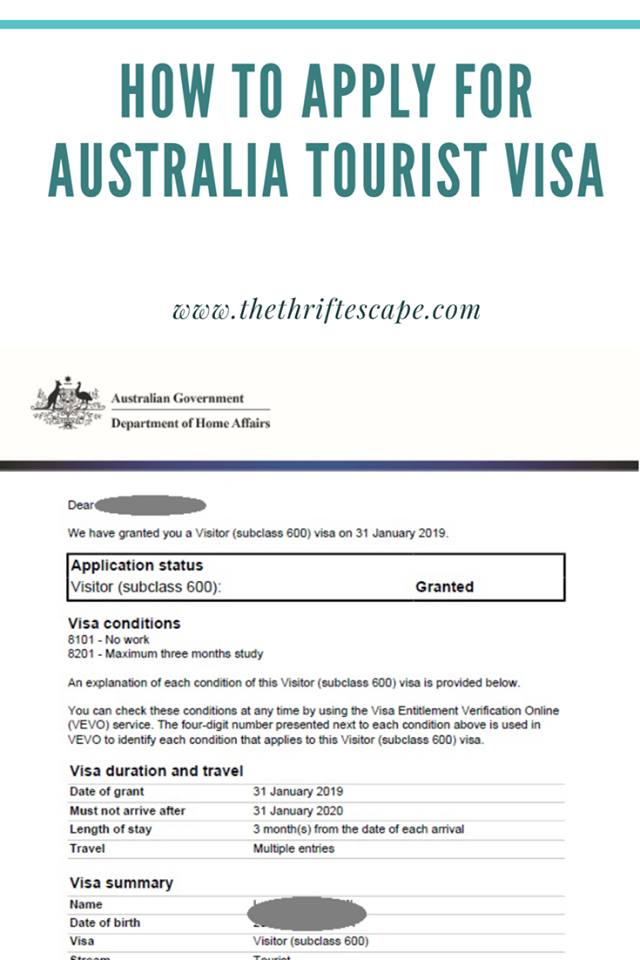 show money tourist visa australia